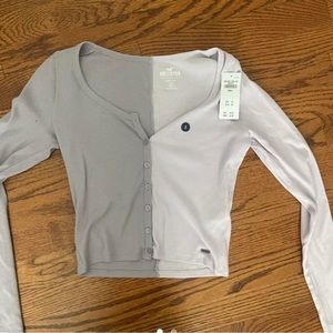 hollister half and half purple shirt
